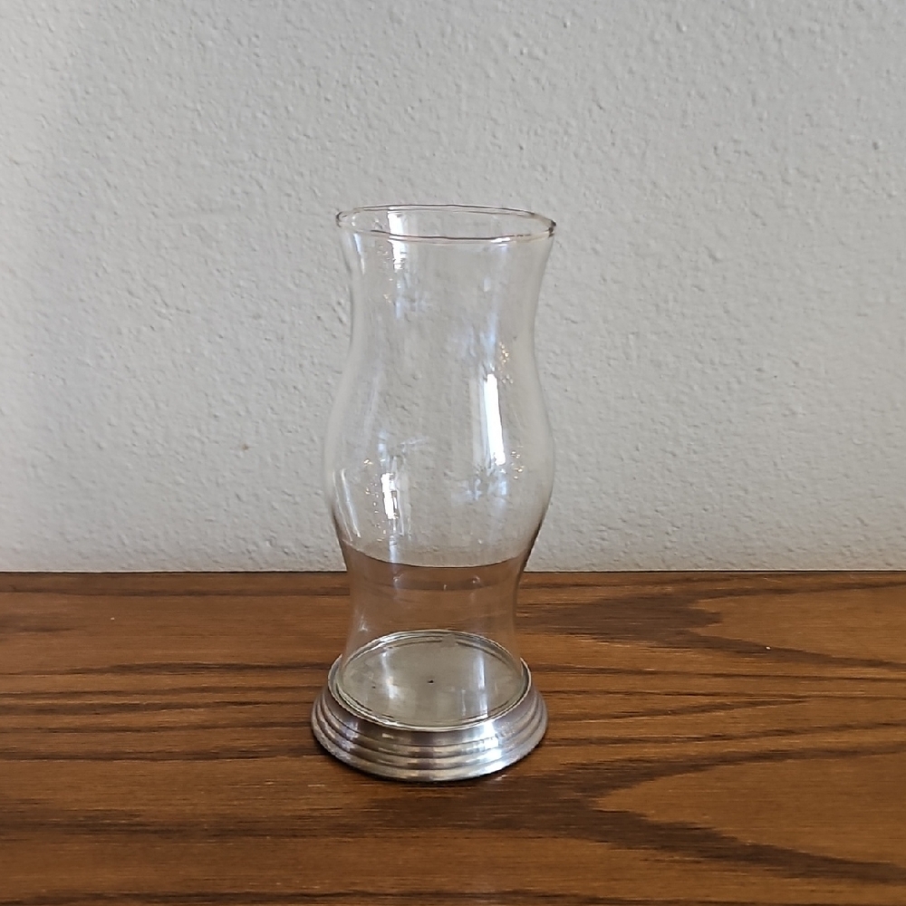 Restoration Hardware Glass Hurricane On Silver Pedestal Candle Holder